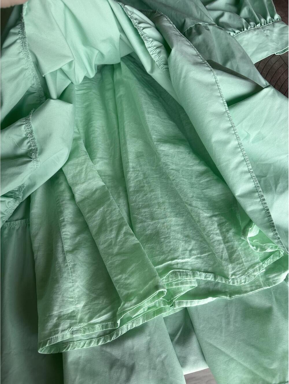 English Factory Balloon Sleeve A-line Tiered Midi Shirt Dress Mint Women’s Small - Picture 8 of 15